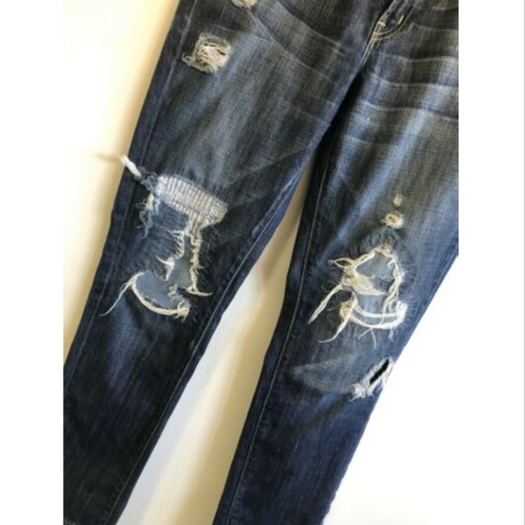 Fossil Skinny Jeans 29 Distressed Patched Denim - Picture 2 of 8